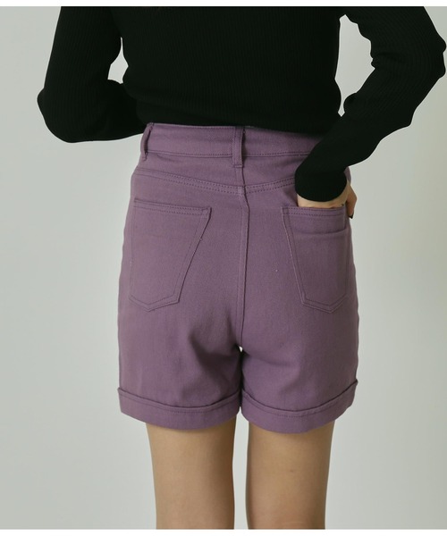 ANAP(アナップ)の「ツイルデザインショートパンツ(その他パンツ・レディース・サックスブルー/グレイッシュベージュ/パープル/スミクロ/アイボリー・S/M/L)」の16枚目の写真