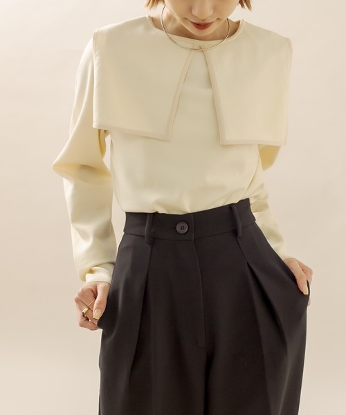 mline（エムライン）の「[mline] バイカラー衿ニット（ニット/セーター・レディース・ブラック/オフホワイト/イエロー・FREE）」の8枚目の写真