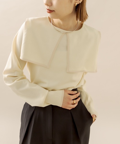 mline（エムライン）の「[mline] バイカラー衿ニット（ニット/セーター・レディース・ブラック/オフホワイト/イエロー・FREE）」の15枚目の写真