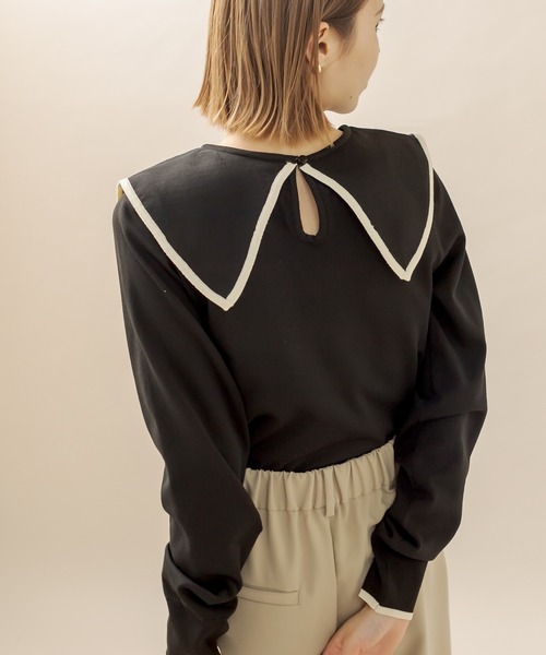 mline（エムライン）の「[mline] バイカラー衿ニット（ニット/セーター・レディース・ブラック/オフホワイト/イエロー・FREE）」の12枚目の写真