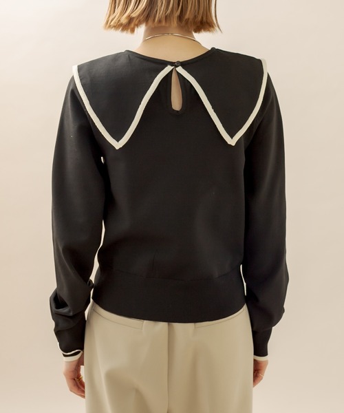 mline（エムライン）の「[mline] バイカラー衿ニット（ニット/セーター・レディース・ブラック/オフホワイト/イエロー・FREE）」の7枚目の写真