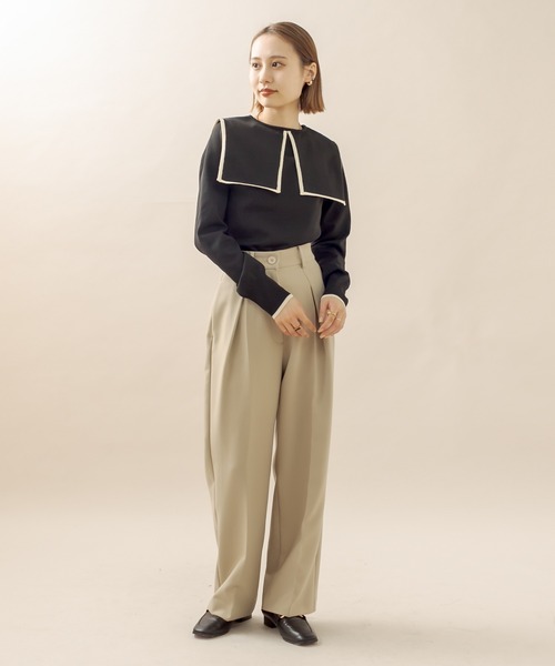 mline（エムライン）の「[mline] バイカラー衿ニット（ニット/セーター・レディース・ブラック/オフホワイト/イエロー・FREE）」の16枚目の写真