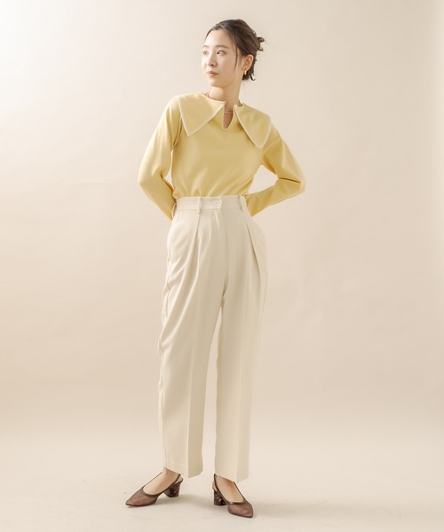 mline（エムライン）の「[mline] バイカラー衿ニット（ニット/セーター・レディース・ブラック/オフホワイト/イエロー・FREE）」の20枚目の写真