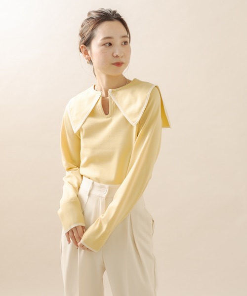 mline（エムライン）の「[mline] バイカラー衿ニット（ニット/セーター・レディース・ブラック/オフホワイト/イエロー・FREE）」の17枚目の写真