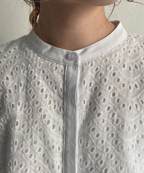 CAPRICIEUX LE'MAGE(カプリシューレマージュ)の「レースレイヤードシャツワンピース(ワンピース・レディース・ホワイト/ブラック・FREE)」の6枚目の写真