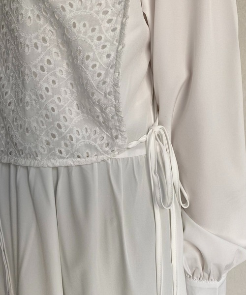 CAPRICIEUX LE'MAGE(カプリシューレマージュ)の「レースレイヤードシャツワンピース(ワンピース・レディース・ホワイト/ブラック・FREE)」の7枚目の写真
