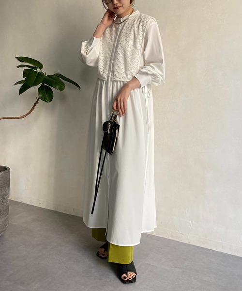 CAPRICIEUX LE'MAGE(カプリシューレマージュ)の「レースレイヤードシャツワンピース(ワンピース・レディース・ホワイト/ブラック・FREE)」の18枚目の写真