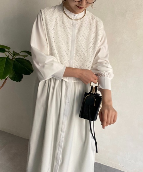 CAPRICIEUX LE'MAGE(カプリシューレマージュ)の「レースレイヤードシャツワンピース(ワンピース・レディース・ホワイト/ブラック・FREE)」の20枚目の写真