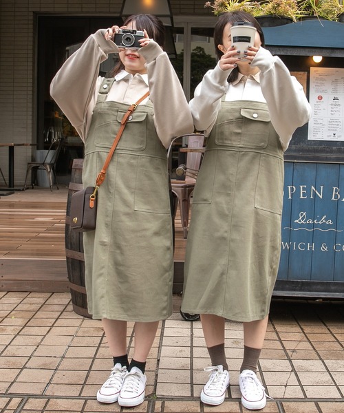 PairPair（ペアペア）の「バックピスネームジャンスカ（ワンピース・レディース・アイボリー/ベージュ/ライトカーキ・フリー）」の21枚目の写真