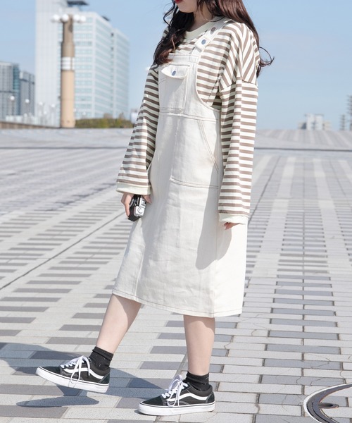 PairPair（ペアペア）の「バックピスネームジャンスカ（ワンピース・レディース・アイボリー/ベージュ/ライトカーキ・フリー）」の9枚目の写真