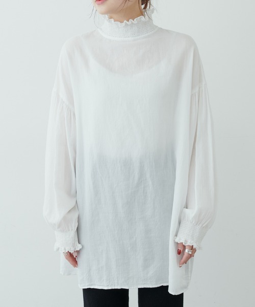 PUAL CE CIN（ピュアルセシン）の「襟袖レースシャーリングプルオーバーブラウス（シャツ/ブラウス・レディース・オフホワイト/ブラック・FREE）」の16枚目の写真