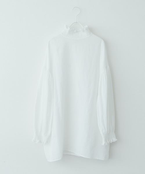 PUAL CE CIN（ピュアルセシン）の「襟袖レースシャーリングプルオーバーブラウス（シャツ/ブラウス・レディース・オフホワイト/ブラック・FREE）」の14枚目の写真