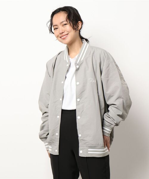 improves(インプローブス)の「バックロゴプリント ナイロン ワッシャー スタジアムジャンパー(スタジャン・メンズ・ブラック/グリーン/グレイッシュベージュ・MEDIUM/LARGE/X-LARGE)」の5枚目の写真