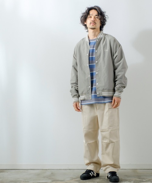 improves(インプローブス)の「バックロゴプリント ナイロン ワッシャー スタジアムジャンパー(スタジャン・メンズ・ブラック/グリーン/グレイッシュベージュ・MEDIUM/LARGE/X-LARGE)」の20枚目の写真