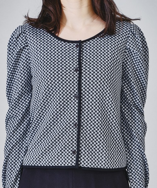 acro（アクロ）の「配色ギンガムチェックカーディガンキャミセット/AC1328（カーディガン/ボレロ・レディース・ブラック/イエロー/ピンク・ﾌﾘ-）」の4枚目の写真