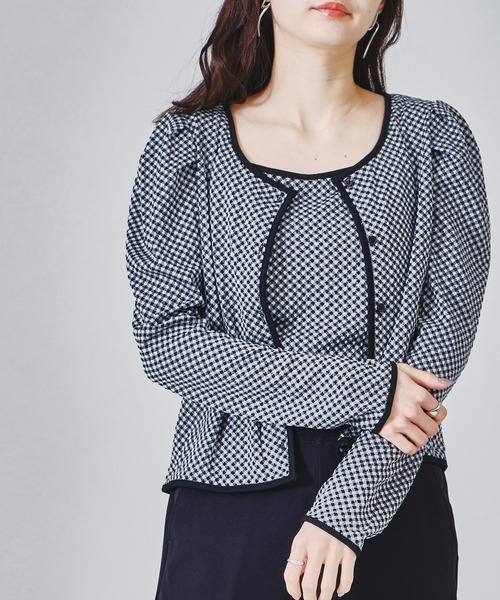 acro（アクロ）の「配色ギンガムチェックカーディガンキャミセット/AC1328（カーディガン/ボレロ・レディース・ブラック/イエロー/ピンク・ﾌﾘ-）」の5枚目の写真