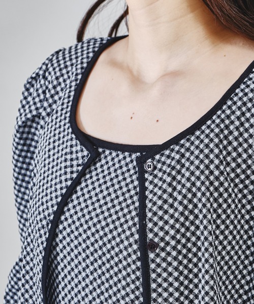acro（アクロ）の「配色ギンガムチェックカーディガンキャミセット/AC1328（カーディガン/ボレロ・レディース・ブラック/イエロー/ピンク・ﾌﾘ-）」の6枚目の写真