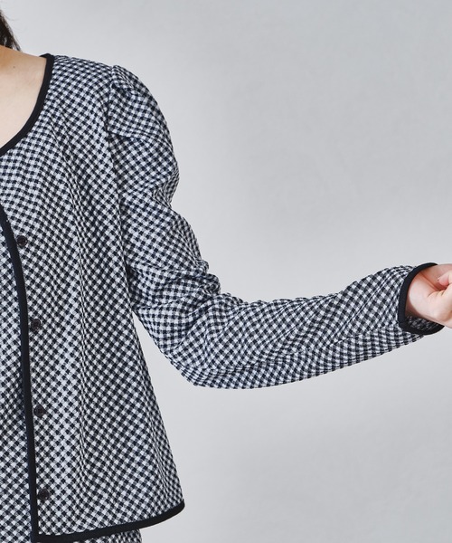 acro（アクロ）の「配色ギンガムチェックカーディガンキャミセット/AC1328（カーディガン/ボレロ・レディース・ブラック/イエロー/ピンク・ﾌﾘ-）」の7枚目の写真