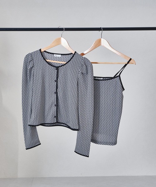 acro（アクロ）の「配色ギンガムチェックカーディガンキャミセット/AC1328（カーディガン/ボレロ・レディース・ブラック/イエロー/ピンク・ﾌﾘ-）」の8枚目の写真