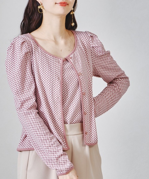 acro（アクロ）の「配色ギンガムチェックカーディガンキャミセット/AC1328（カーディガン/ボレロ・レディース・ブラック/イエロー/ピンク・ﾌﾘ-）」の12枚目の写真