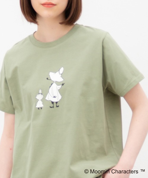 Honeys(ハニーズ)の「ムーミン/ゆるチュニック(Tシャツ/カットソー・レディース・カーキ/ベージュ/スミクロ/オフホワイト/ピンク系その他/ダークブルー・L/LL/M)」の5枚目の写真