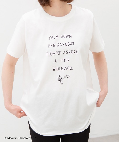 Honeys(ハニーズ)の「ムーミン/ゆるチュニック(Tシャツ/カットソー・レディース・カーキ/ベージュ/スミクロ/オフホワイト/ピンク系その他/ダークブルー・L/LL/M)」の10枚目の写真