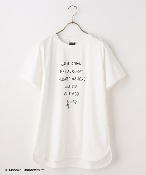 Honeys(ハニーズ)の「ムーミン/ゆるチュニック(Tシャツ/カットソー・レディース・カーキ/ベージュ/スミクロ/オフホワイト/ピンク系その他/ダークブルー・L/LL/M)」の12枚目の写真