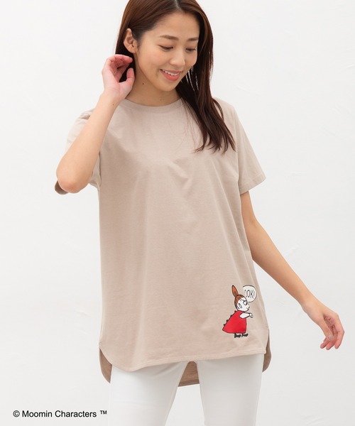 Honeys(ハニーズ)の「ムーミン/ゆるチュニック(Tシャツ/カットソー・レディース・カーキ/ベージュ/スミクロ/オフホワイト/ピンク系その他/ダークブルー・L/LL/M)」の20枚目の写真