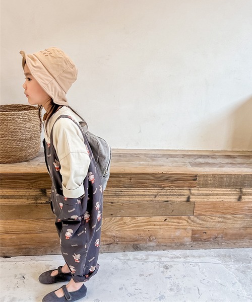 aimoha（アイモハ）の「aimoha-KIDS- 可愛い総柄プリントサロペット（サロペット/オーバーオール・キッズ・ダークグレー/ベージュ・120/90/80/110/100/130）」の7枚目の写真