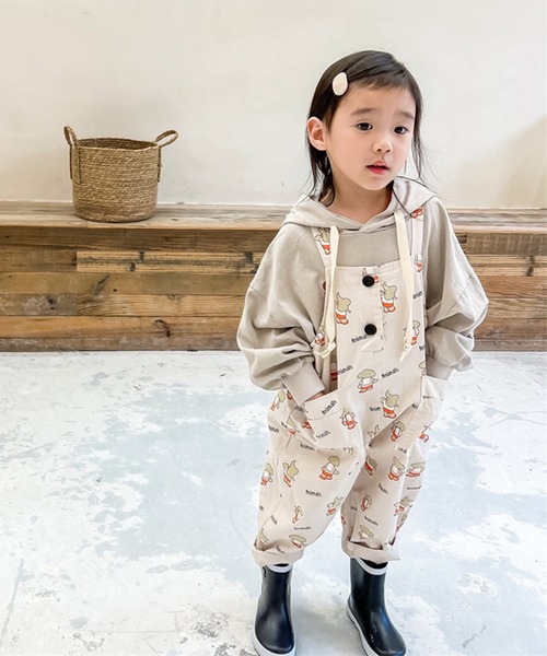 aimoha（アイモハ）の「aimoha-KIDS- 可愛い総柄プリントサロペット（サロペット/オーバーオール・キッズ・ダークグレー/ベージュ・120/90/80/110/100/130）」の14枚目の写真