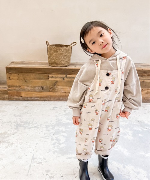 aimoha（アイモハ）の「aimoha-KIDS- 可愛い総柄プリントサロペット（サロペット/オーバーオール・キッズ・ダークグレー/ベージュ・120/90/80/110/100/130）」の15枚目の写真