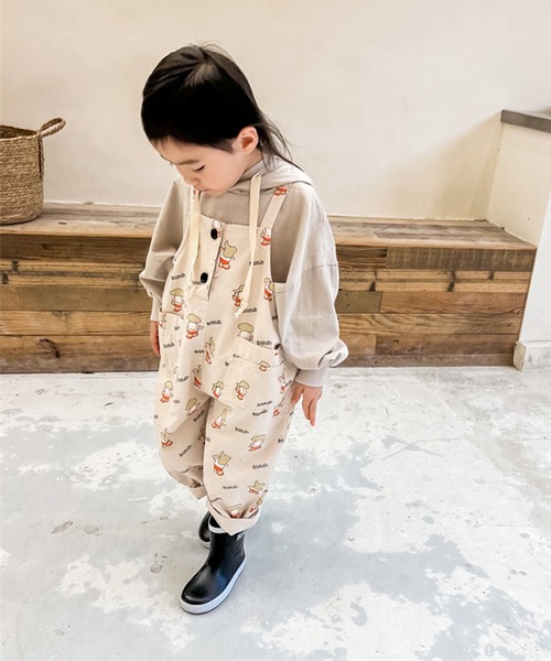 aimoha（アイモハ）の「aimoha-KIDS- 可愛い総柄プリントサロペット（サロペット/オーバーオール・キッズ・ダークグレー/ベージュ・120/90/80/110/100/130）」の16枚目の写真