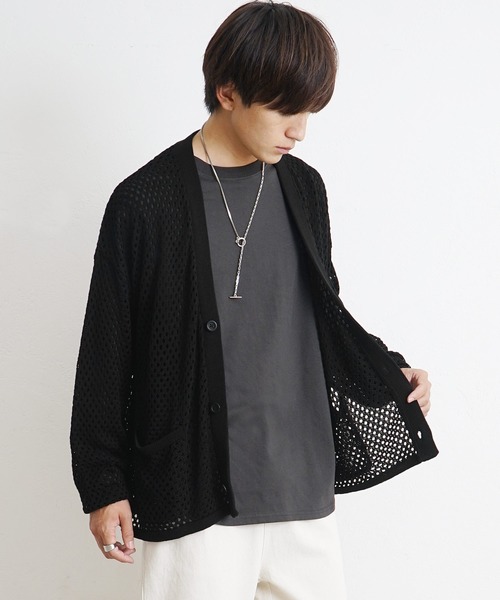 MinoriTY】透かし編みカーディガン メッシュトップス 秋服