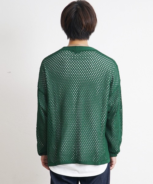 MinoriTY（マイノリティ）の「【MinoriTY】透かし編みカーディガン メッシュトップス 秋服 メンズ カラーカーディガン Tシャツ合わせ（カーディガン/ボレロ・メンズ・ブラック/ブルー/グリーン/マスタード・S/M/L）」の9枚目の写真