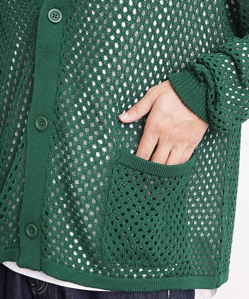 MinoriTY（マイノリティ）の「【MinoriTY】透かし編みカーディガン メッシュトップス 秋服 メンズ カラーカーディガン Tシャツ合わせ（カーディガン/ボレロ・メンズ・ブラック/ブルー/グリーン/マスタード・S/M/L）」の10枚目の写真