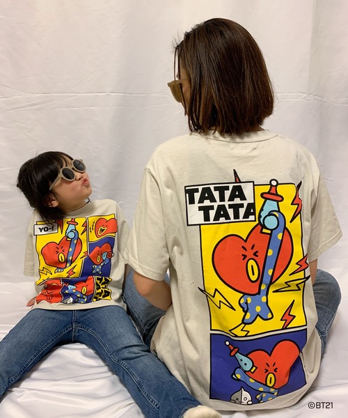 BT21(ビーティーイシビル)の「【KIDS】【BT21】キッズキャラクターTシャツ(Tシャツ/カットソー・キッズ・ホワイト系その他/ホワイト/グリーン系その他2/ピンク系その他/グリーン/ピンク/グリーン系その他・140/120/130)」の2枚目の写真