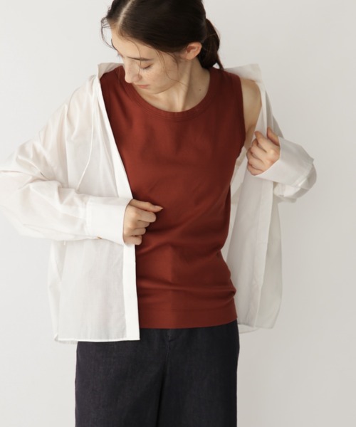 human woman（ヒューマンウーマン）の「◆オーガニックコットンベアテレコタンクトップ（タンクトップ・レディース・ホワイト/ベージュ/ブラウン/パープル/ブルー/ライトグリーン/オレンジ/ホワイト系その他/グレー系その他/グリーン/ブラック/ブラウン系その他・MEDIUM）」の7枚目の写真