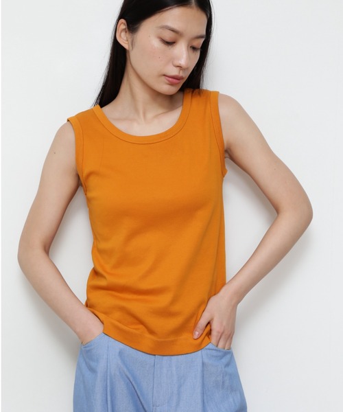 human woman（ヒューマンウーマン）の「◆オーガニックコットンベアテレコタンクトップ（タンクトップ・レディース・ホワイト/ベージュ/ブラウン/パープル/ブルー/ライトグリーン/オレンジ/ホワイト系その他/グレー系その他/グリーン/ブラック/ブラウン系その他・MEDIUM）」の12枚目の写真