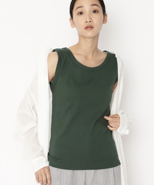 human woman（ヒューマンウーマン）の「◆オーガニックコットンベアテレコタンクトップ（タンクトップ・レディース・ホワイト/ベージュ/ブラウン/パープル/ブルー/ライトグリーン/オレンジ/ホワイト系その他/グレー系その他/グリーン/ブラック/ブラウン系その他・MEDIUM）」の9枚目の写真