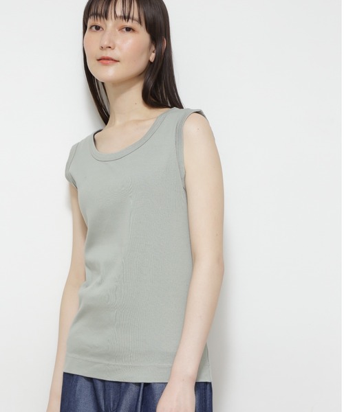 human woman（ヒューマンウーマン）の「◆オーガニックコットンベアテレコタンクトップ（タンクトップ・レディース・ホワイト/ベージュ/ブラウン/パープル/ブルー/ライトグリーン/オレンジ/ホワイト系その他/グレー系その他/グリーン/ブラック/ブラウン系その他・MEDIUM）」の10枚目の写真