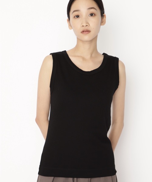 human woman（ヒューマンウーマン）の「◆オーガニックコットンベアテレコタンクトップ（タンクトップ・レディース・ホワイト/ベージュ/ブラウン/パープル/ブルー/ライトグリーン/オレンジ/ホワイト系その他/グレー系その他/グリーン/ブラック/ブラウン系その他・MEDIUM）」の4枚目の写真