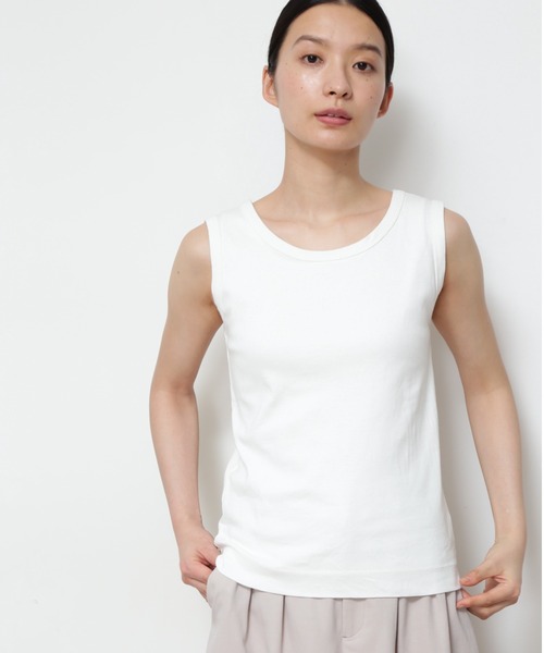 human woman（ヒューマンウーマン）の「◆オーガニックコットンベアテレコタンクトップ（タンクトップ・レディース・ホワイト/ベージュ/ブラウン/パープル/ブルー/ライトグリーン/オレンジ/ホワイト系その他/グレー系その他/グリーン/ブラック/ブラウン系その他・MEDIUM）」の15枚目の写真