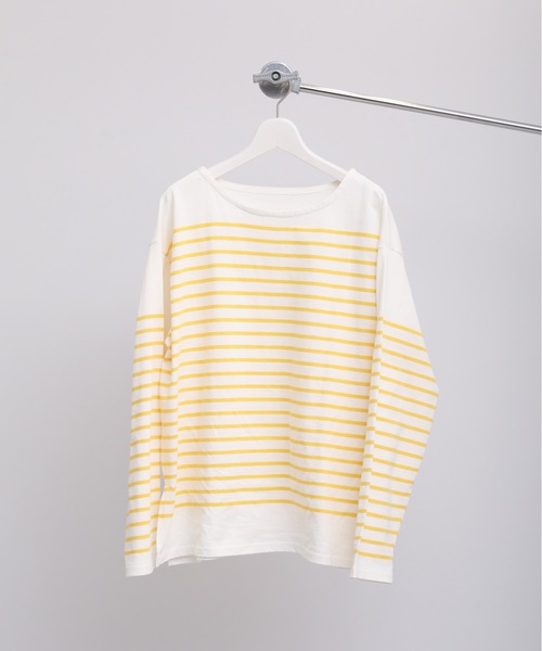 ap retro(アプレトロ)の「コットンビックパネルボーダーTシャツ/バスクシャツ(Tシャツ/カットソー・レディース・ホワイト/ネイビー/イエロー/グリーン・FREE)」の6枚目の写真