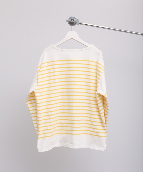 ap retro(アプレトロ)の「コットンビックパネルボーダーTシャツ/バスクシャツ(Tシャツ/カットソー・レディース・ホワイト/ネイビー/イエロー/グリーン・FREE)」の8枚目の写真