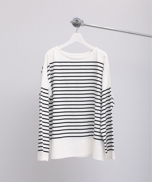 ap retro(アプレトロ)の「コットンビックパネルボーダーTシャツ/バスクシャツ(Tシャツ/カットソー・レディース・ホワイト/ネイビー/イエロー/グリーン・FREE)」の11枚目の写真
