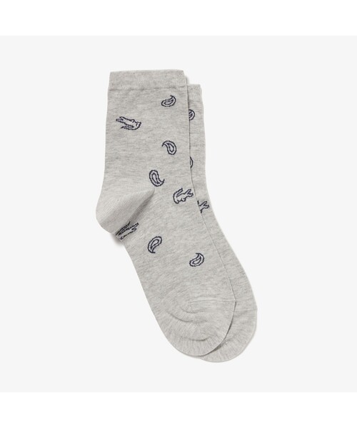 LACOSTE(ラコステ)の「クロック&ペイズリー総柄ショートソックス(ソックス/靴下・レディース・チャコールグレー/グレー/グリーン・24.0cm)」の1枚目の写真