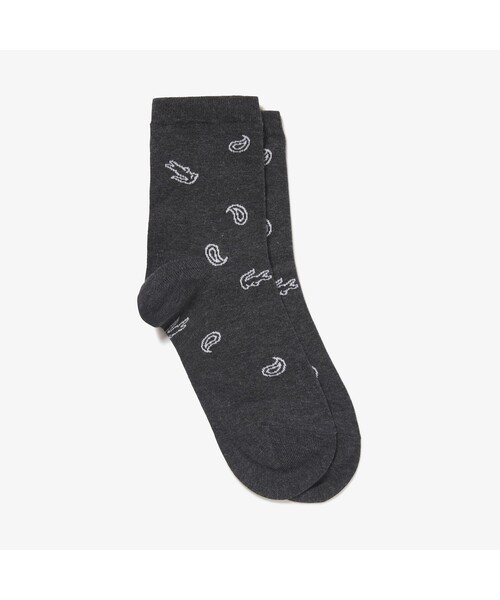 LACOSTE(ラコステ)の「クロック&ペイズリー総柄ショートソックス(ソックス/靴下・レディース・チャコールグレー/グレー/グリーン・24.0cm)」の2枚目の写真