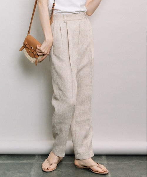 ELVENCE DEUX(エルベンスドゥ)の「ツイードタックテーパード(その他パンツ・レディース・ベージュ/グレー/ライム・SMALL/MEDIUM)」の3枚目の写真