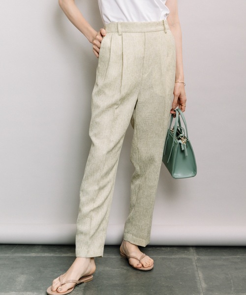 ELVENCE DEUX(エルベンスドゥ)の「ツイードタックテーパード(その他パンツ・レディース・ベージュ/グレー/ライム・SMALL/MEDIUM)」の1枚目の写真
