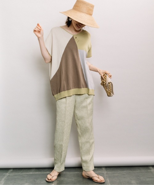 ELVENCE DEUX(エルベンスドゥ)の「ツイードタックテーパード(その他パンツ・レディース・ベージュ/グレー/ライム・SMALL/MEDIUM)」の7枚目の写真